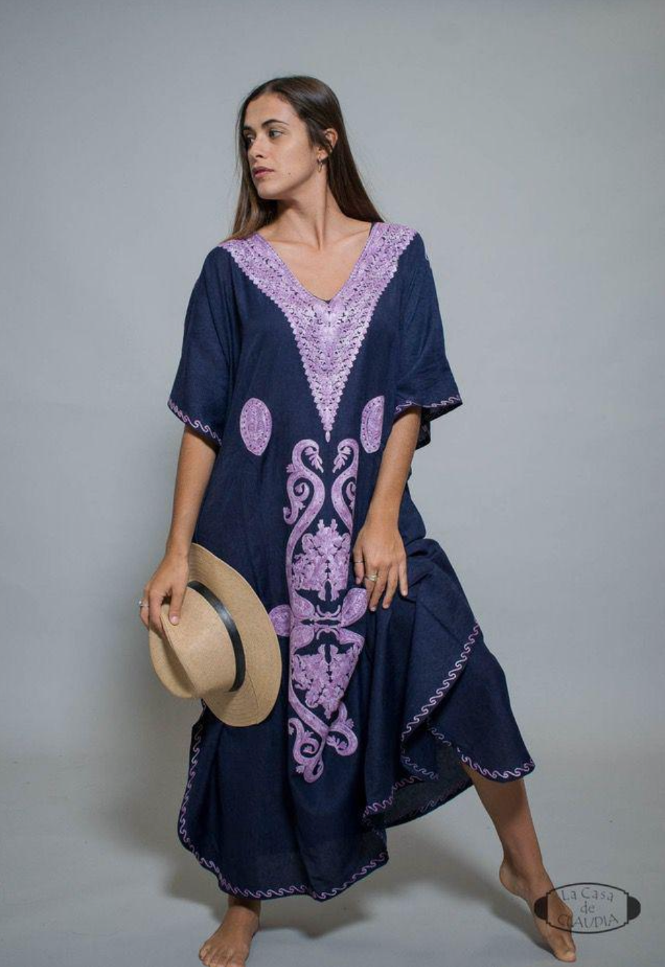 "Royal Azure: Handcrafted Blue & Purple Kaftan"